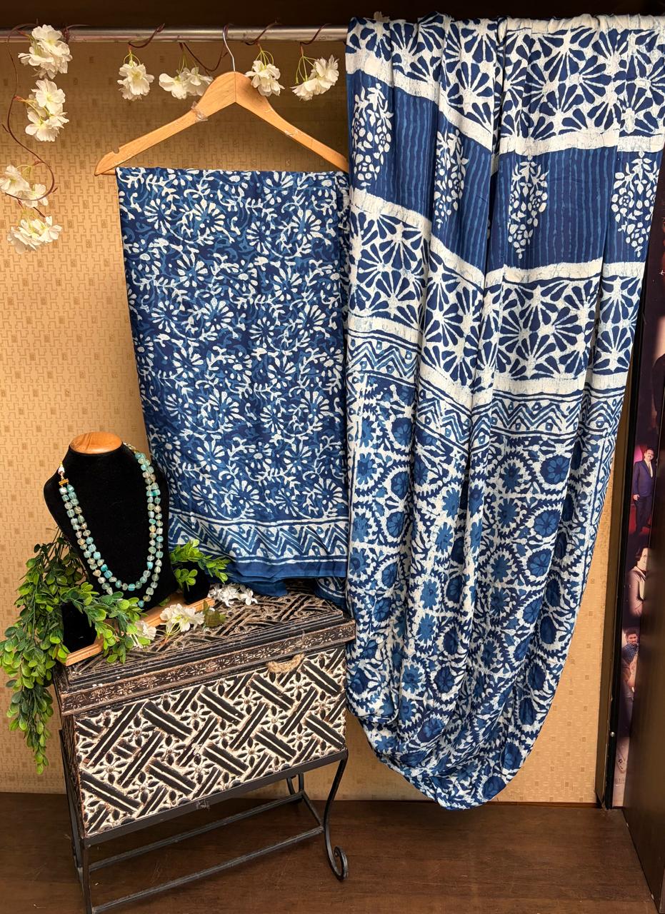 Modal Blue Saree / Modal Flowy Drapes Sarees