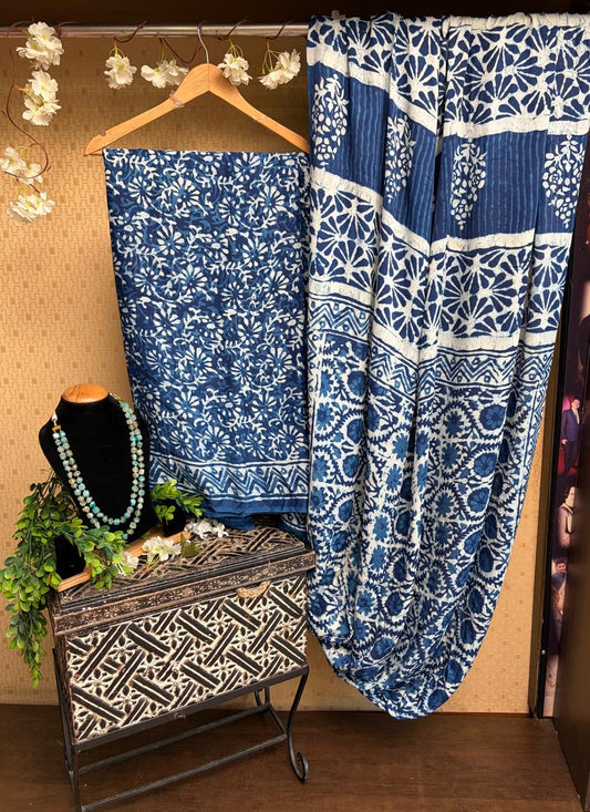 Modal Blue Saree / Modal Flowy Drapes Sarees