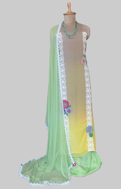 281A Georgette Grey With Yellow  Suit Fabric / CKC CKC Magic Of Resham 2025
