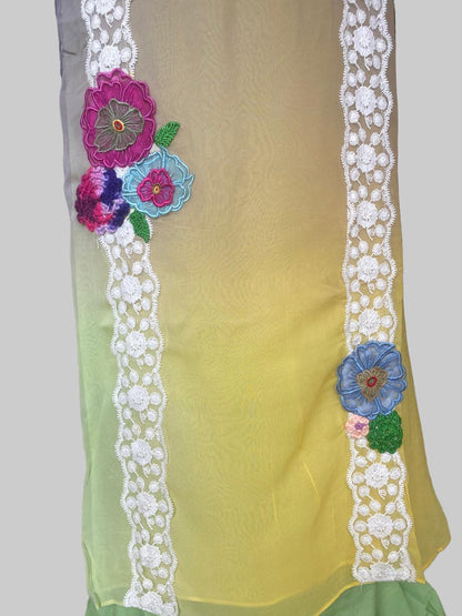 281A Georgette Grey With Yellow  Suit Fabric / CKC CKC Magic Of Resham 2025