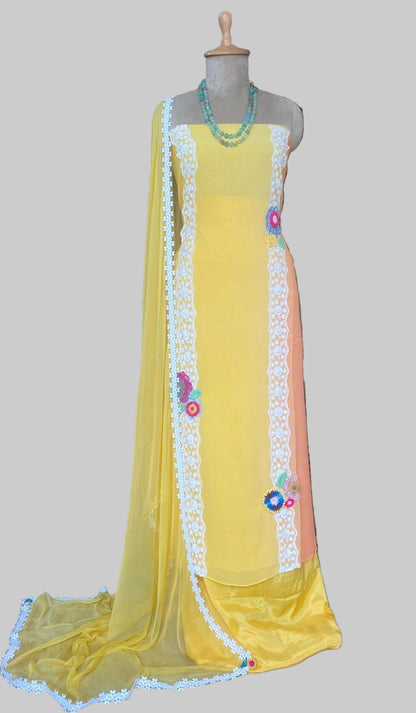 170A Georgette Yellow With Orge  Suit Fabric / CKC CKC Magic Of Resham 2025