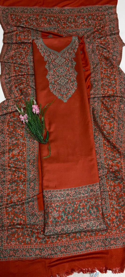 Pashmina Orange Suit Fabric/ Winter Suits