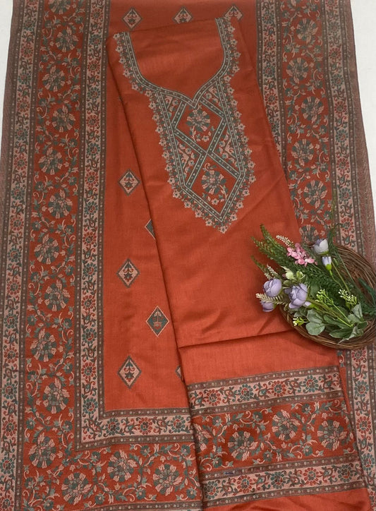 Pashmina Rust Orange Suit Fabric/ Winter Suits