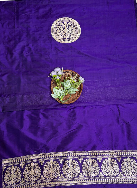 Pure Silk Dark PurpleSuit Fabric / Banarasi Baithak