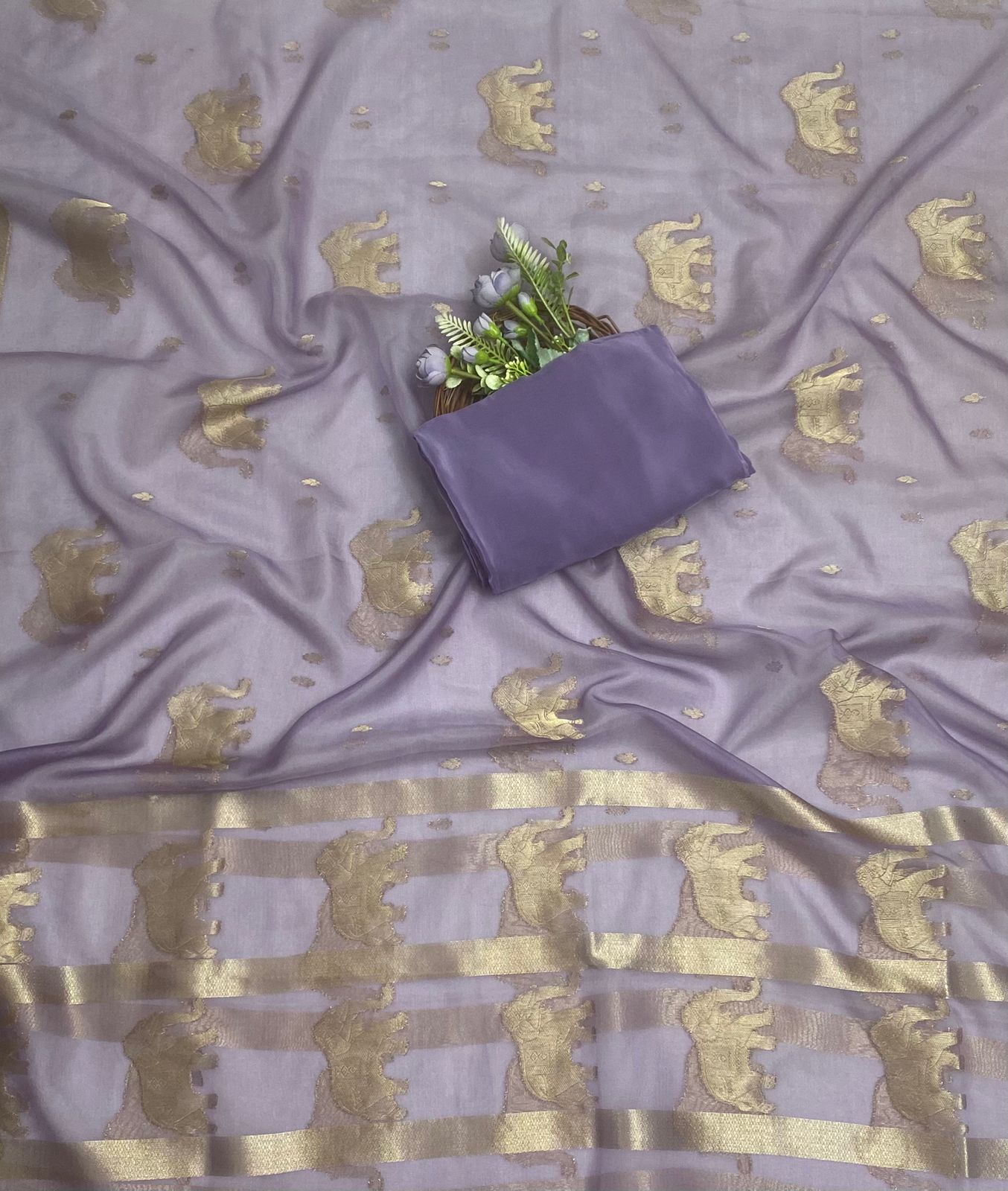 Brocade Mauve Suit Fabric / Banarasi Baithak