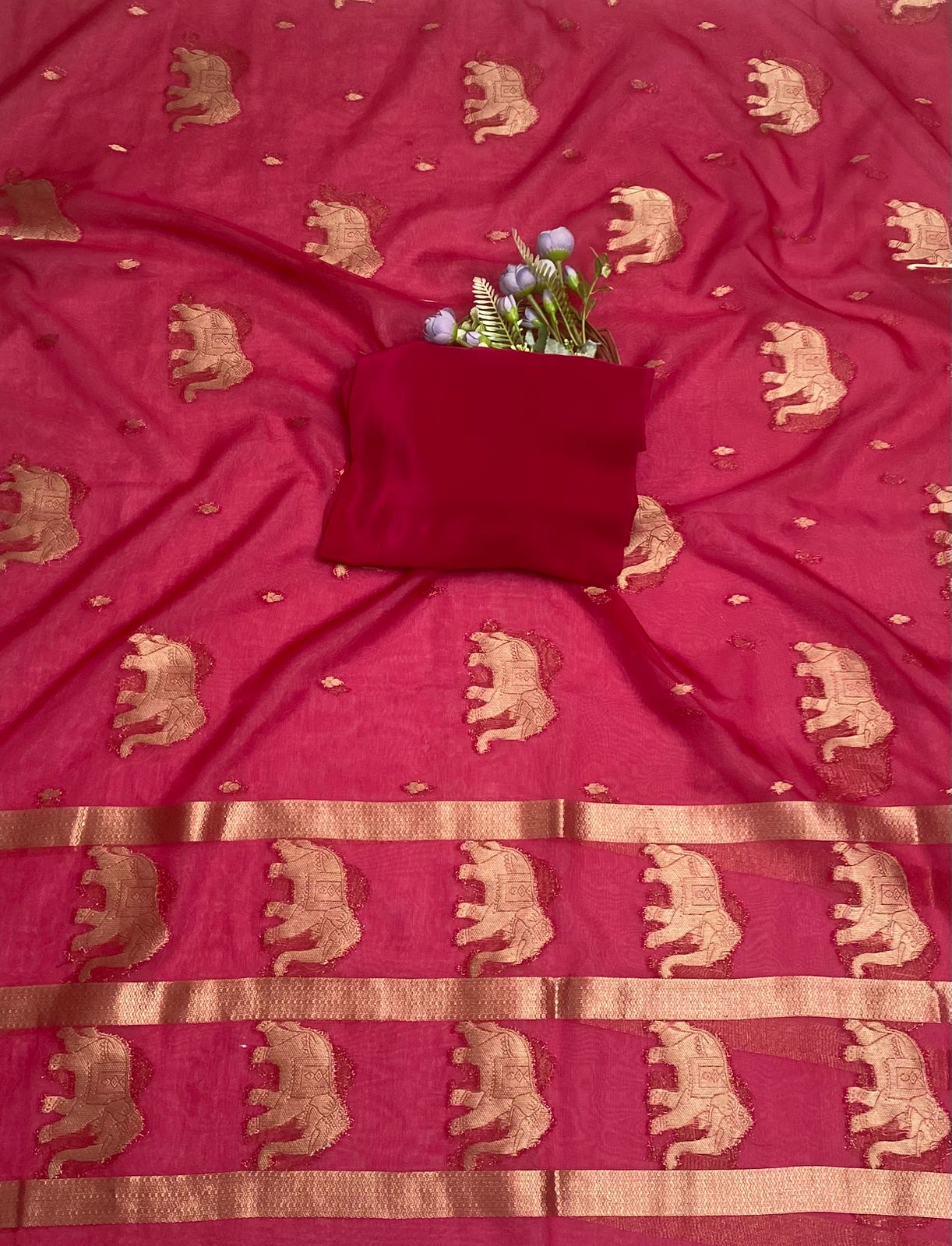 Brocade Majenta Suit Fabric / Banarasi Baithak