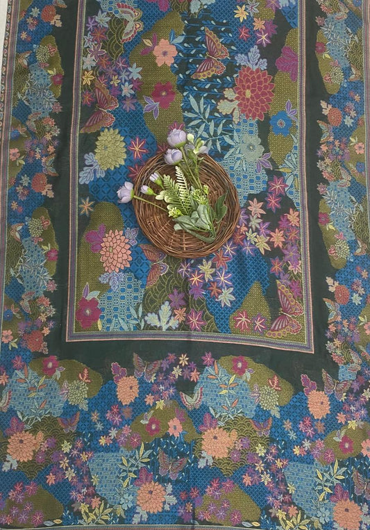 Pure Silk Pashmina Green Suit Fabric / CKC Winter Suits