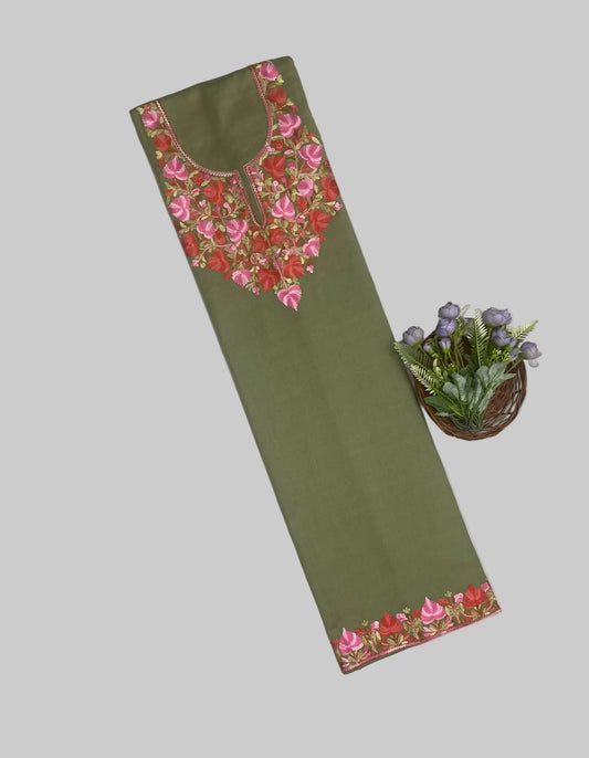 Pashmina Dusty Pista Green Phiran Set Fabric / CKC Phiran Collection