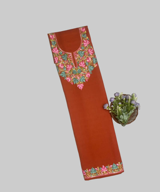 Pashmina Rust Orange Phiran Set Fabric / CKC Phiran Collection