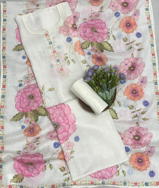 क्रेप गुलाबी सूट संग्रह / हाथ से पेंट किए गए सूट