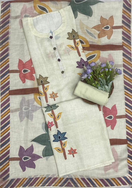 क्रेप गुलाबी सूट संग्रह / हाथ से पेंट किए गए सूट