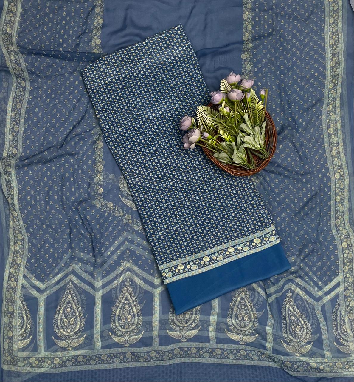 154A Crepe Blue Suit Fabric / CKC Crepe Suits