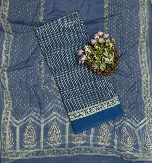 154A Crepe Blue Suit Fabric / CKC Crepe Suits