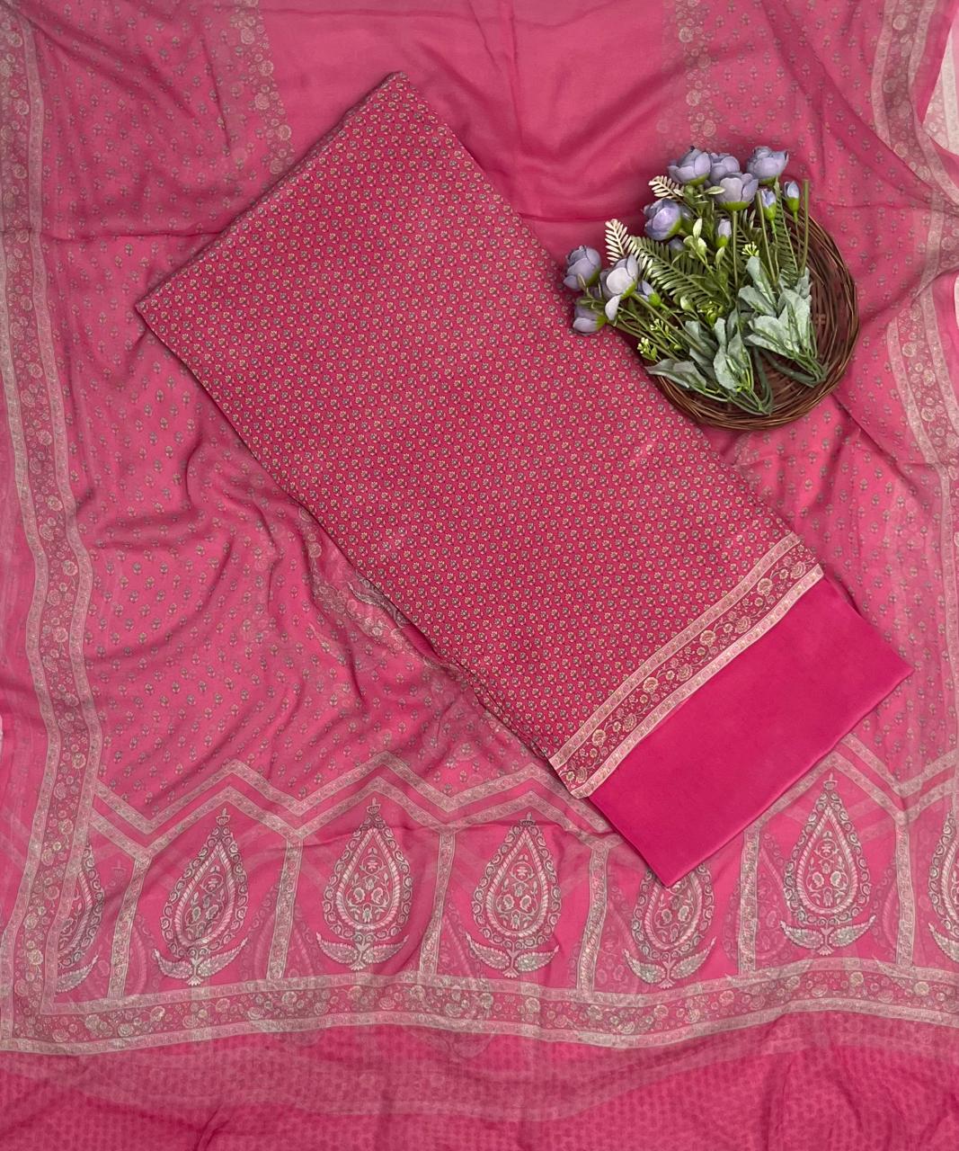 158A Crepe Carrot Pink Suit Fabric / CKC Crepe Suits