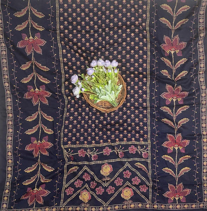 Cotton Navy With Pink Suit Fabric / CKC Cotton Bazaar