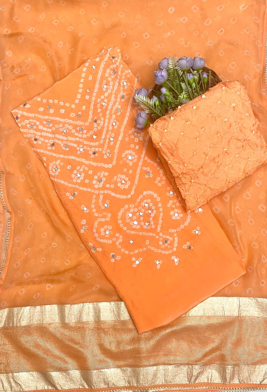 287B Jaipuri Crepe Peach Suit Fabric / CKC Jaipuri Suits