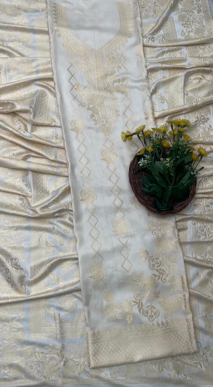 Pashmina Off White Suit Fabric/ CKC Winter Suits