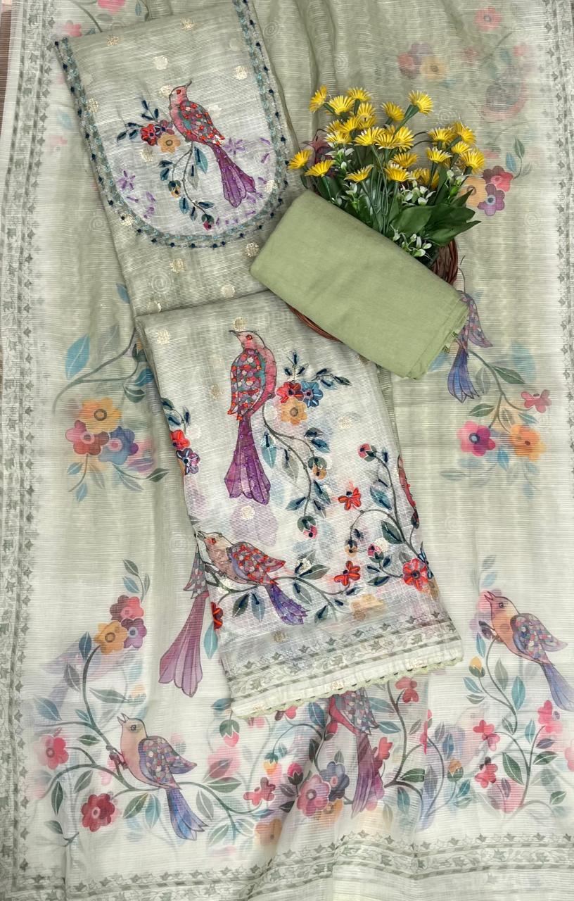 160A Kotta Doria Pista Green Suit Fabric/ Mal Cotton