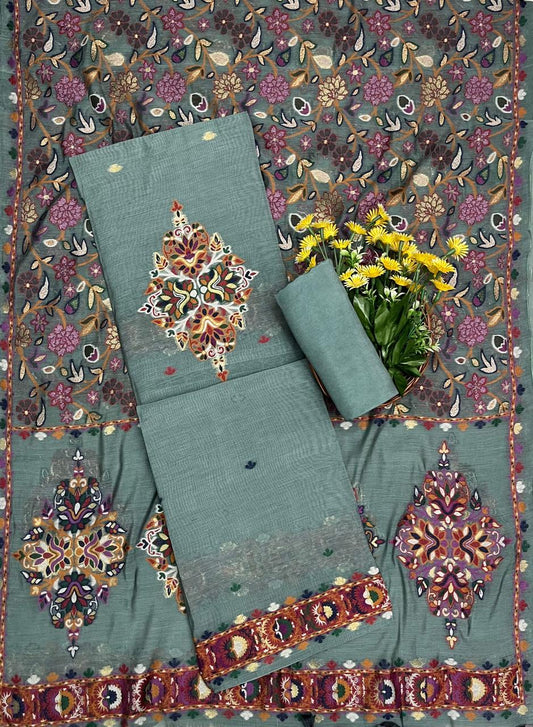 जॉर्जेट सी ग्रीन सूट फ़ैब्रिक / ईज़ी ब्रीज़ी PT-3