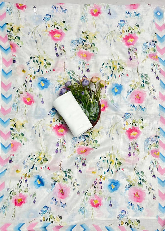 Ckc 393 Linen White With Pink  Suit Fabric / CKC Linen Suits