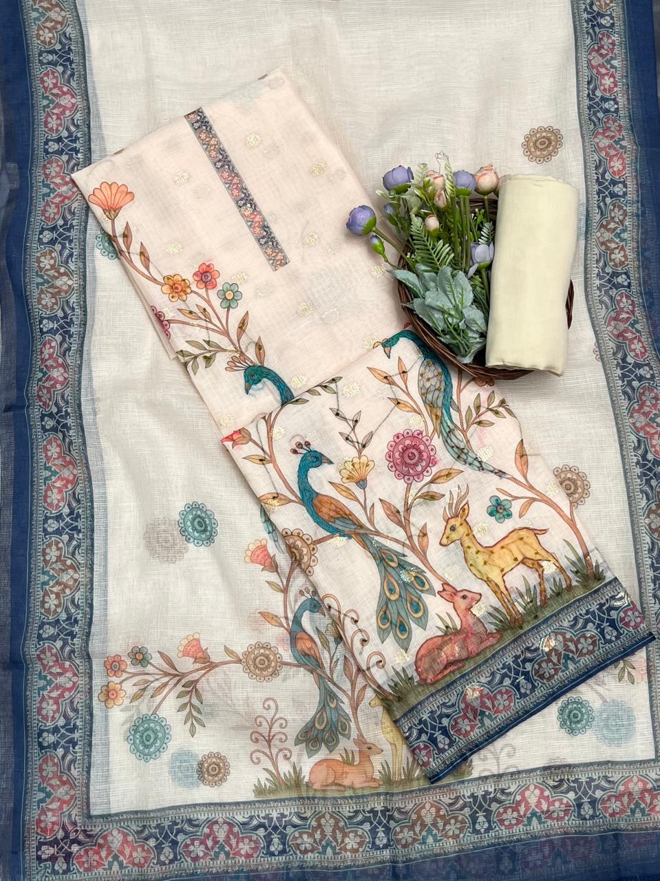 क्रेप गुलाबी सूट संग्रह / हाथ से पेंट किए गए सूट