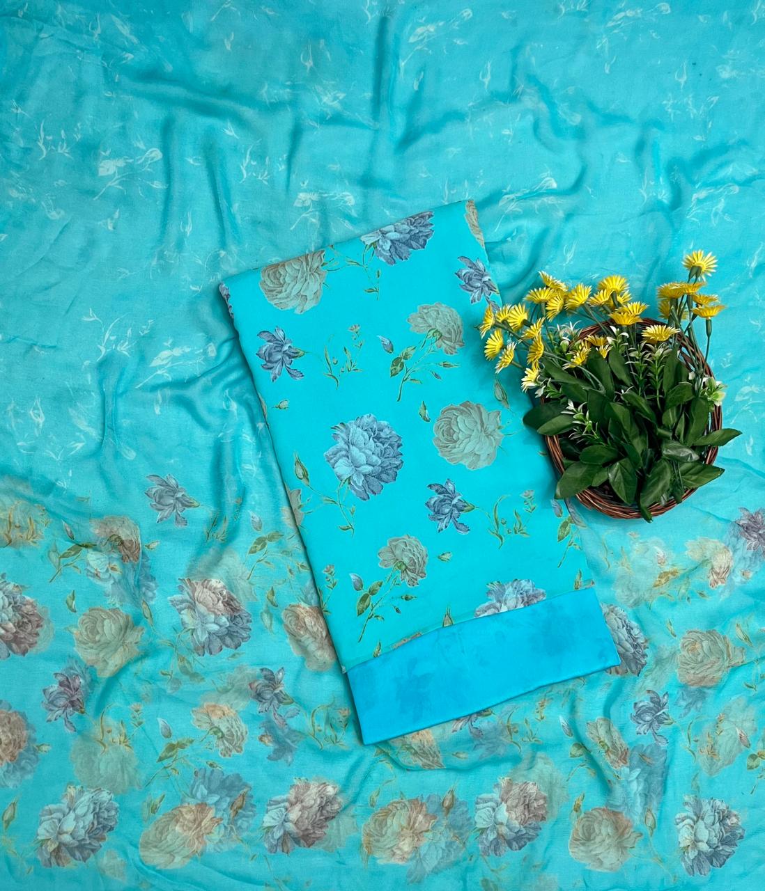 Georgette Sky Blue Suit Fabric / CKC Georgette Suits