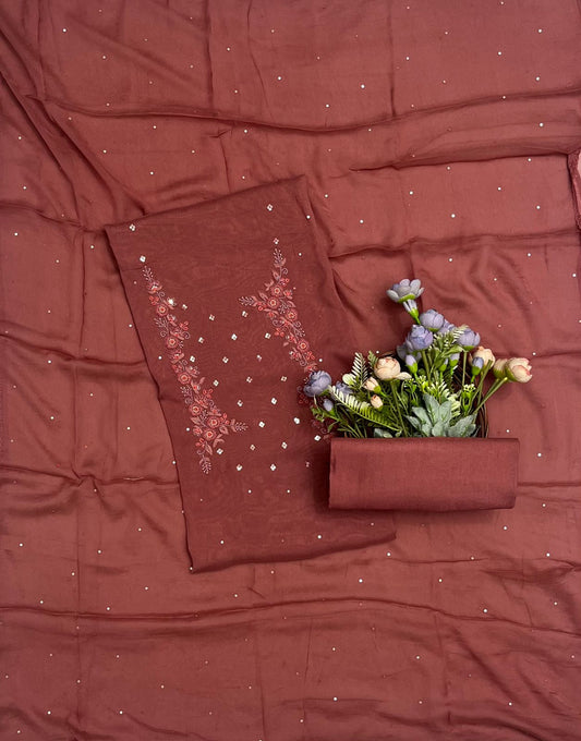 CKC 591 Georgette Rust Red Suit Fabric / CKC Georgette Suits