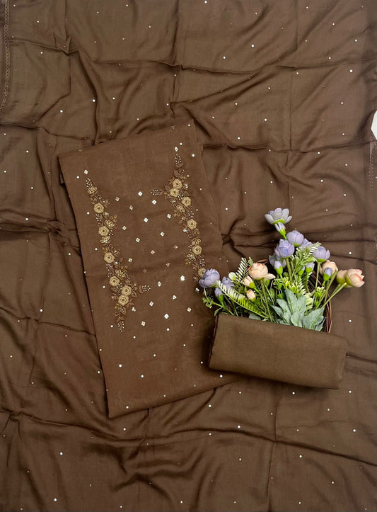 CKC 589 Georgette Brown Suit Fabric / CKC Georgette Suits