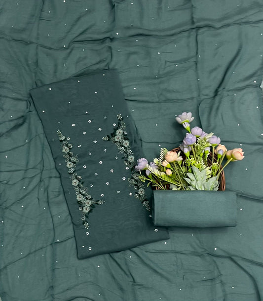 CKC 592 Georgette Teal Green Suit Fabric / CKC Georgette Suits