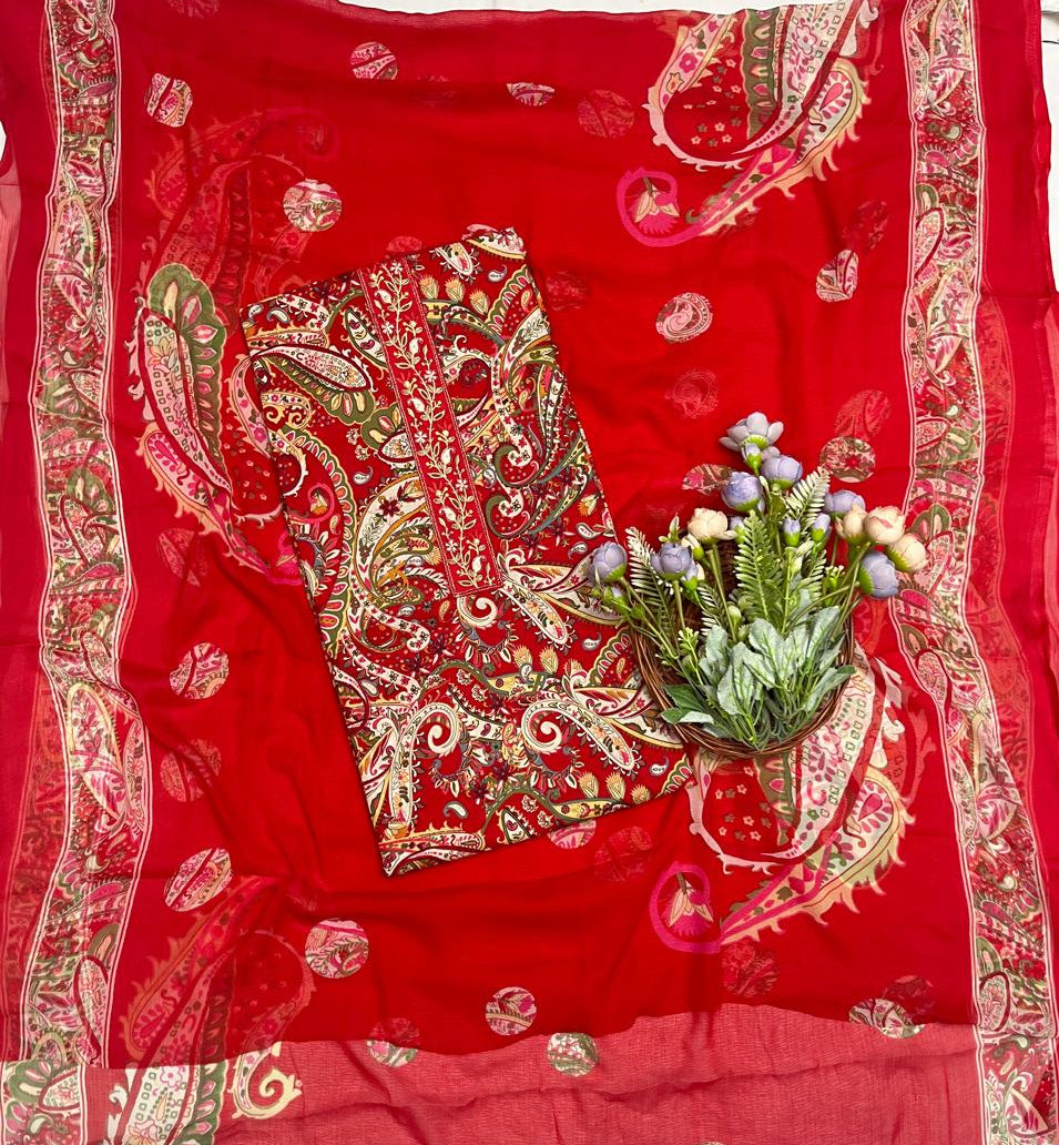 332b Cotton Red Suit Fabric / CKC Cotton Bazaar