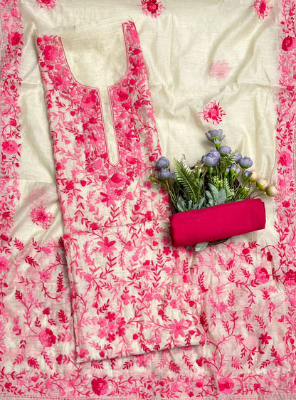 710B Mul Chanderi Pink Suit Fabric/ CKC Mul Cotton