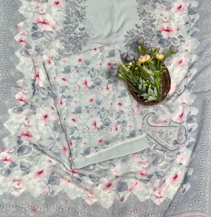 CKC 618 Georgette Grey Suit Fabric / CKC Georgette Suits
