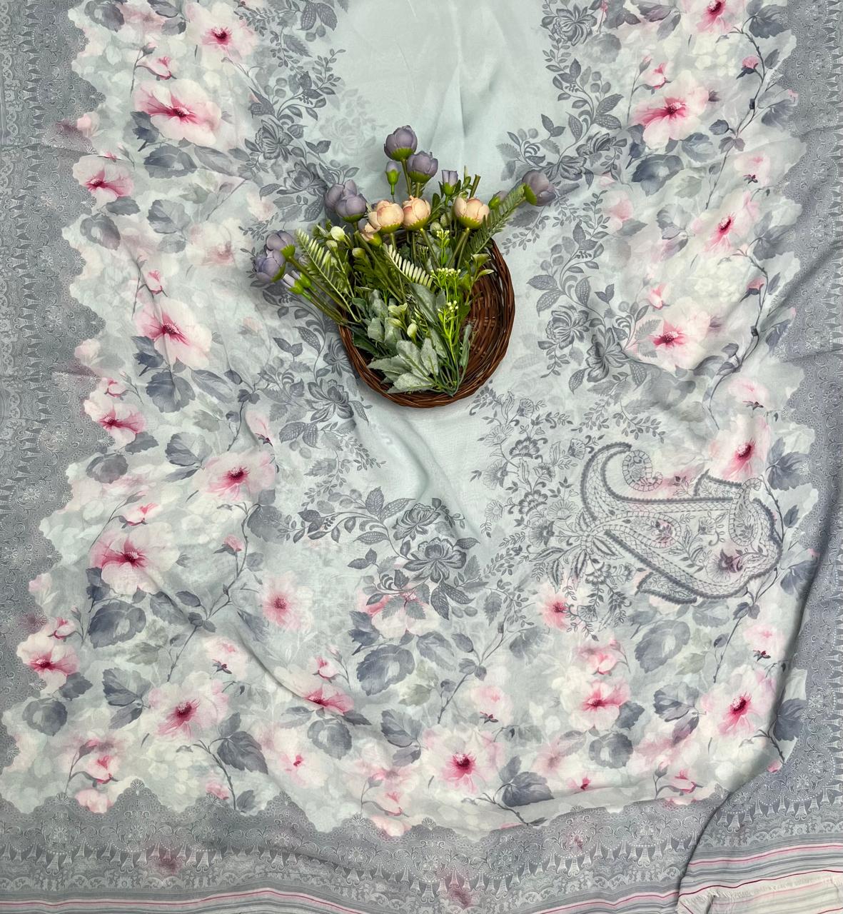 CKC 618 Georgette Grey Suit Fabric / CKC Georgette Suits