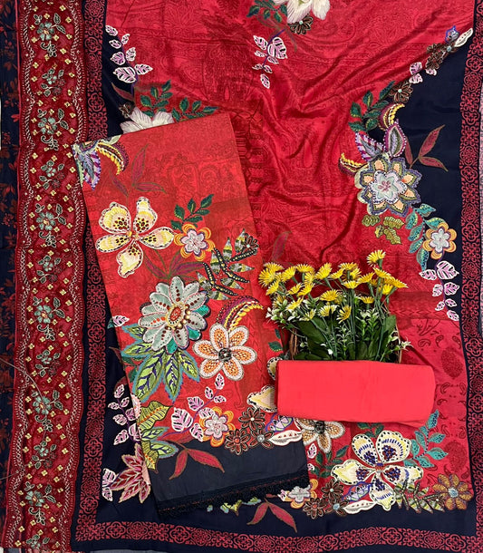 140A Cotton Red Suit Fabric / CKC Cotton Bazaar