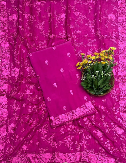416A Crepe Hot Pink Suit Fabric/ CKC Partywear Collection