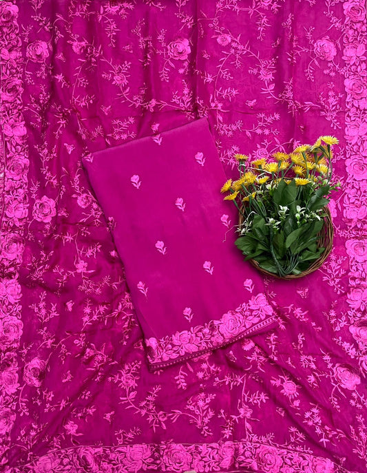 416A Crepe Hot Pink Suit Fabric/ CKC Partywear Collection