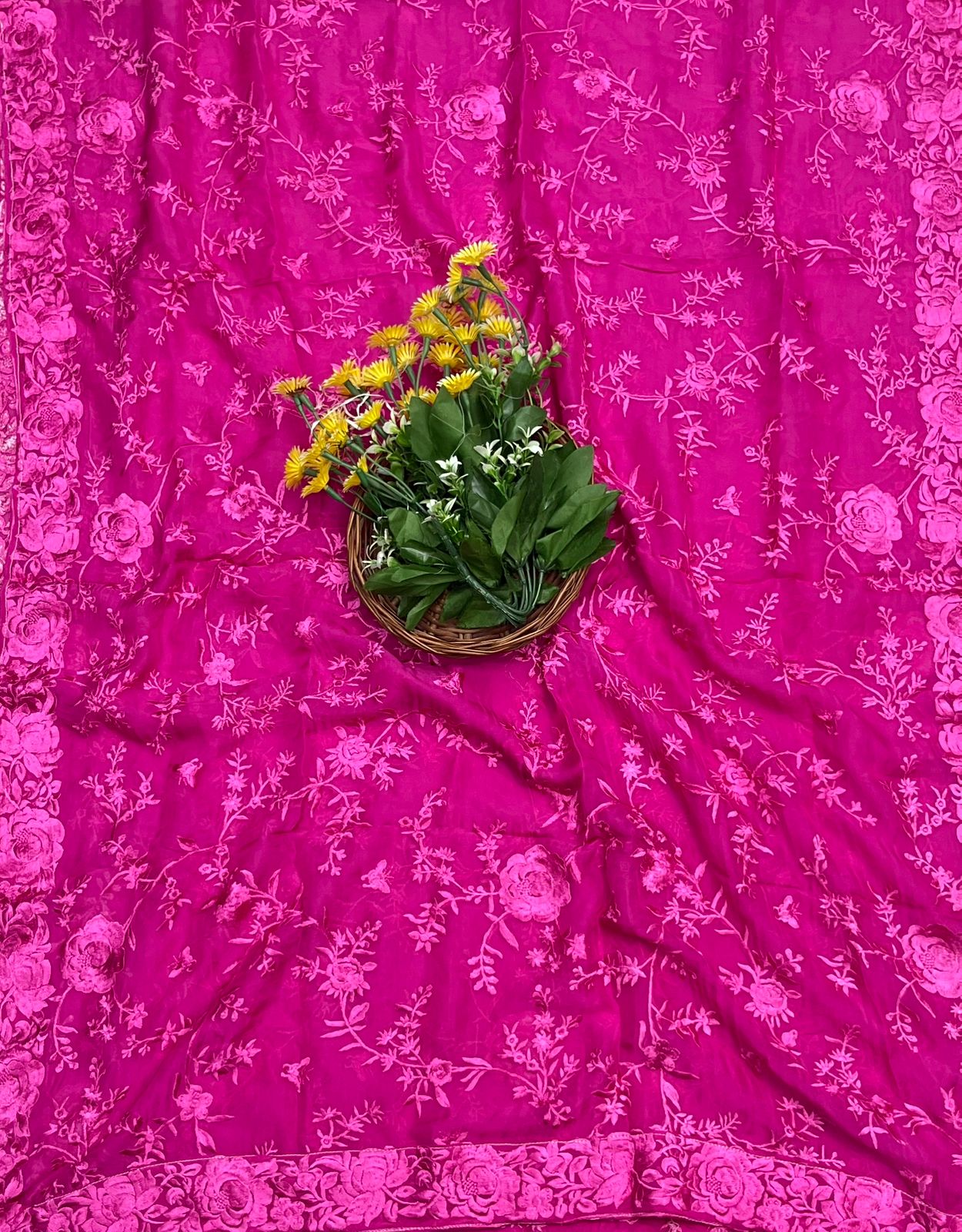 416A Crepe Hot Pink Suit Fabric/ CKC Partywear Collection