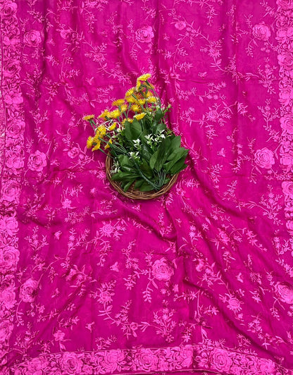 416A Crepe Hot Pink Suit Fabric/ CKC Partywear Collection