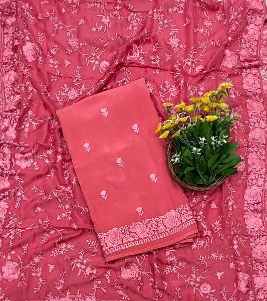 414A Crepe Dark Peach Suit Fabric/ CKC Partywear Collection