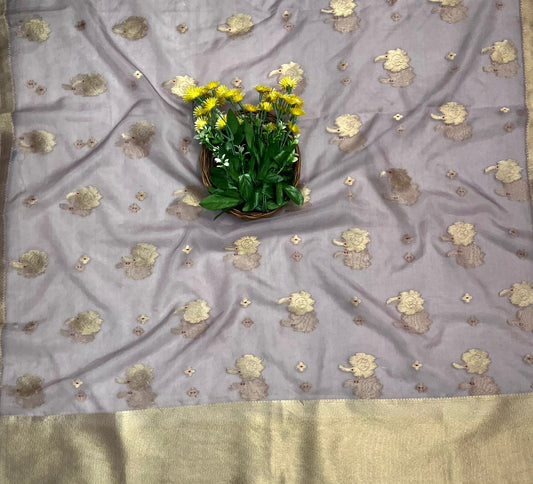 CKC 365 Brocade Banarasi Crepe Mauve  Suit Fabric / CKC Banarasi Edit