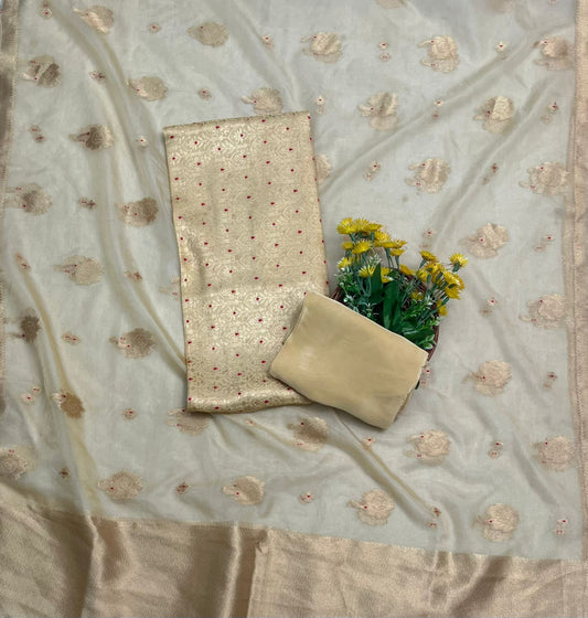 CKC 366 Brocade Banarasi Crepe Skin Suit Fabric / CKC Banarasi Edit