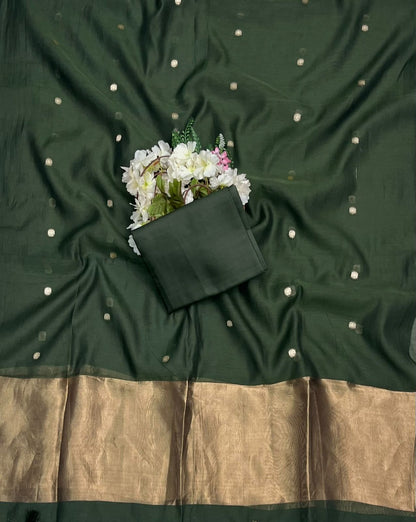 CKC 580 Mul Organza Dark Mehndi Green Suit Fabric/ CKC Mul Cotton