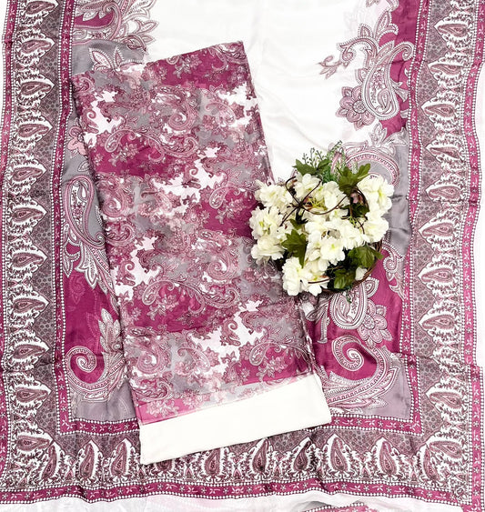 Ckc 670 Chinon Jacquard  Dark Pink Suit Fabric / CKC Phoolon Ka Ghar