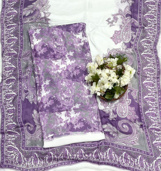 Ckc 672 Chinon Jacquard Purple Suit Fabric / CKC Phoolon Ka Ghar