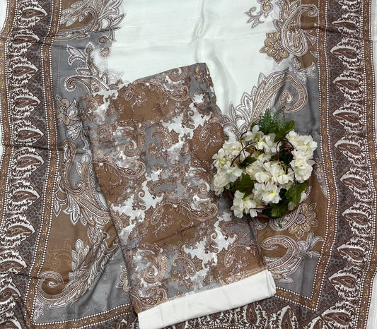 Ckc 674 Chinon Jacquard Brown Suit Fabric / CKC Phoolon Ka Ghar