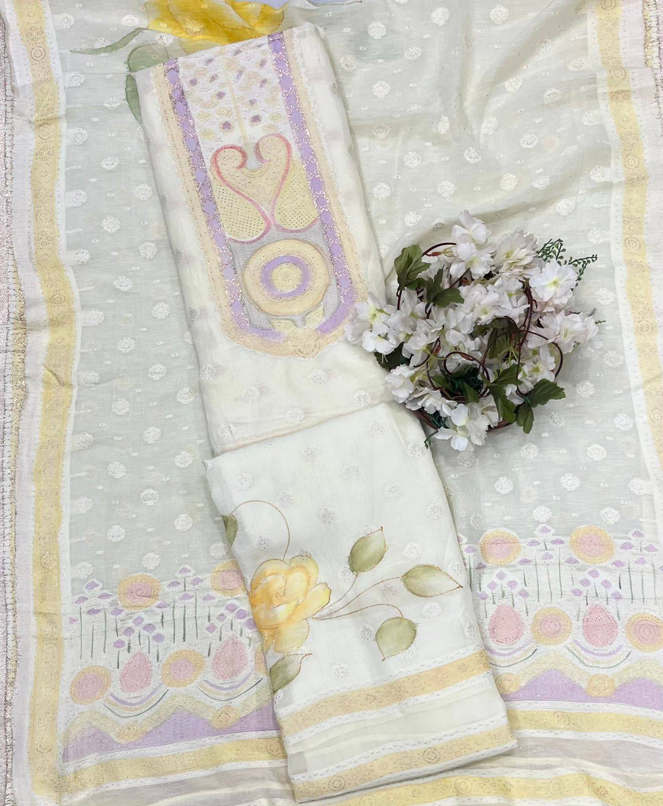 CKC 559 Mul Cotton Lemon Suit Fabric/ CKC Mul Cotton