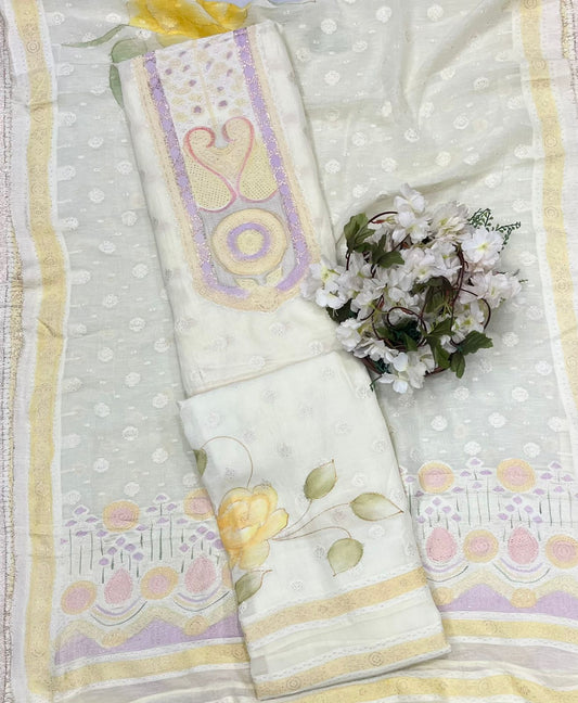 CKC 559 Mul Cotton Lemon Suit Fabric/ CKC Mul Cotton