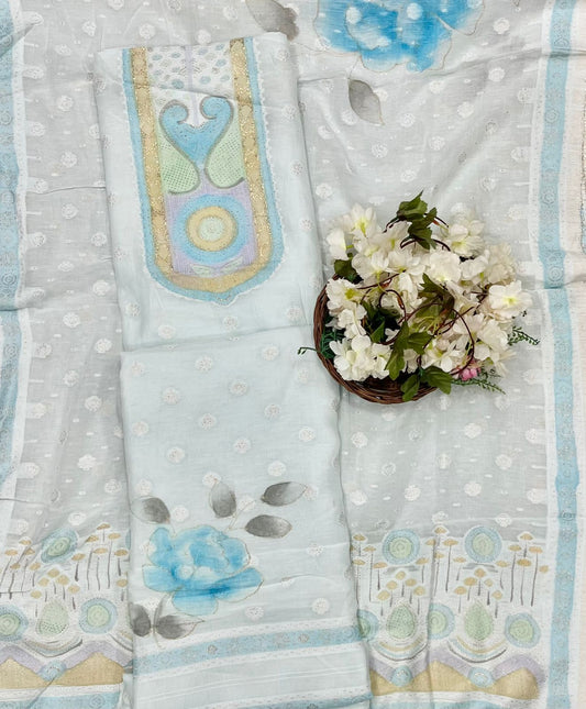 CKC 561  Mul Cotton Sky Blue  Suit Fabric/ CKC Mul Cotton