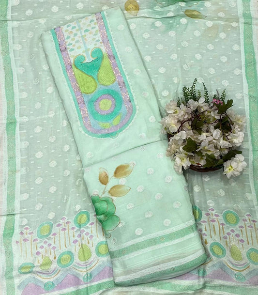 CKC 560 Mul Cotton Light Sea Green Suit Fabric/ CKC Mul Cotton