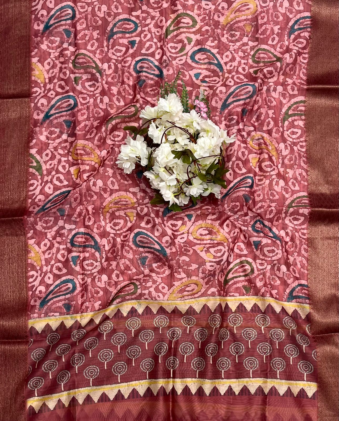 CKC 600 Chanderi Print Rust Dupatta Fabric / CKC Dupatta Collection